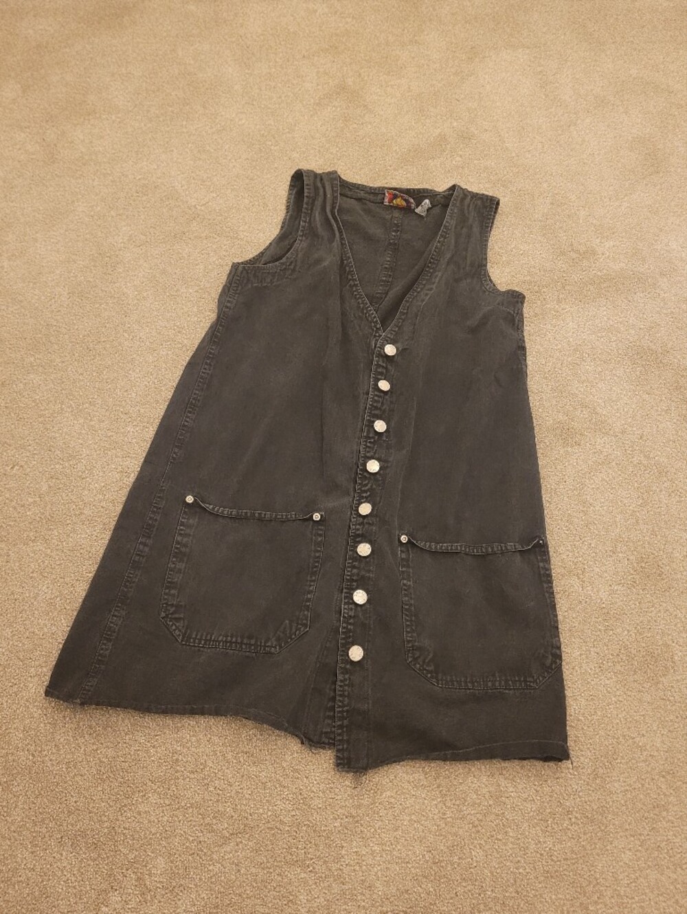 Great Gear Company Co Vintage Womens Black Denim Button Up Dress Size Small